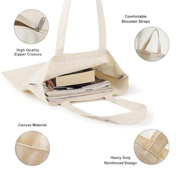 Canvas Tote Bag For Women & Man Text Printed Aesthetic Shoulder Zipper Lock Totebag