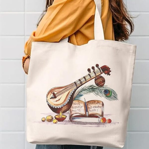 Canvas Tote Bag For Women & Man Text Printed Aesthetic Shoulder Zipper Lock Totebag
