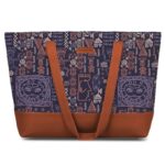 Women's Tote Bag with Vegan Leather Handles & Indian Prints, Shoulder Tote Bag and Handbag for Office and College (Pack of 2)