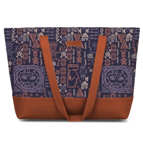 Women's Tote Bag with Vegan Leather Handles & Indian Prints, Shoulder Tote Bag and Handbag for Office and College (Pack of 2)