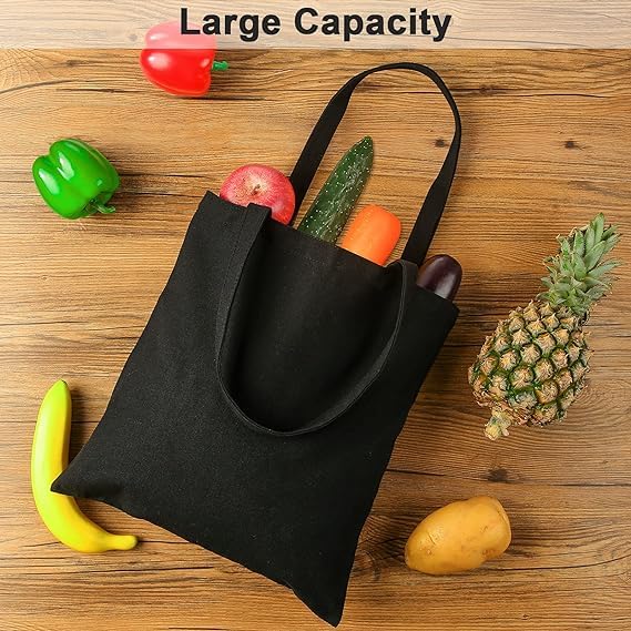 Reusable Shopping Bag Canvas Tote Bag for Grocery, College, Office & Shoulder Handbag Travel Bag for Men and Women (14x16 inches)