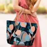 Tote Bag For Women, Floral Tote Bags For Women Zip, College Bag For Girls, Tote Bag For Traveling & Daily Use, Gifts For Women, Large Capacity Handbag - Contemporary, Black