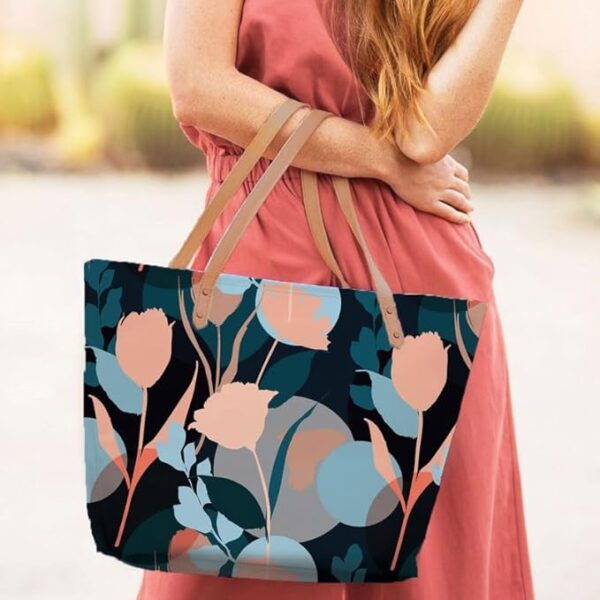 Tote Bag For Women, Floral Tote Bags For Women Zip, College Bag For Girls, Tote Bag For Traveling & Daily Use, Gifts For Women, Large Capacity Handbag - Contemporary, Black