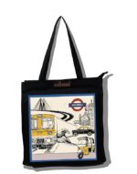 Large 100% Recycled Cotton Canvas, Printed Tote Bag with zipper & inner pocket for Women I College, laptop, Travel, Beach, Daily Use