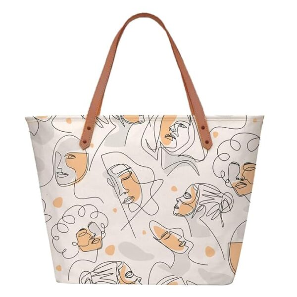 Tote Bag for Women - Modern Art College Bag for Girls, Traveling & Daily Use - Large Capacity Contemporary Handbag, White - Gifts for Women