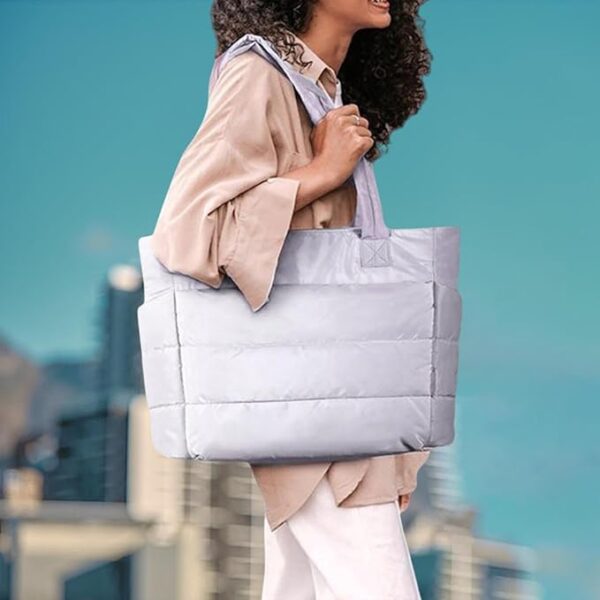 Women Lightweight Tote Bag Practical Shoulder Bag for Street Travel Shopping Gray