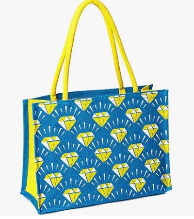 Shopping Bag – Printed Tote Bag | Carry bags for shopping | Shoulder Bag | Grocery Bag | Shoppers Tote | women's handbag | Jute Bag | Reusable Bag – Diamond