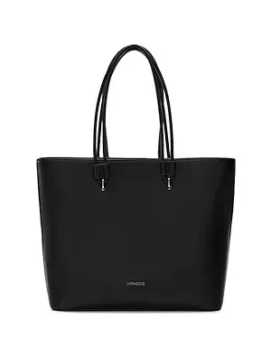 Women's Jada Solid Tote Bag With Laptop Compartment | Tote Bags for Women For Office Use, Work | Ladies Shoulder Purse-Black