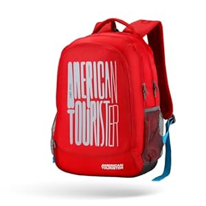 32L Red Backpack School Bag For Travel With Organizer Bottle Compartment Water Resistant Backpack For Unisex, Boys 4 Compartment Laptop Backpack For College Gift For Unisex