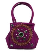 Small mirror work Bag in Rani Pink