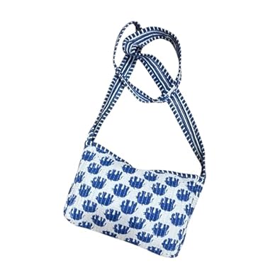 Handblock Cotton Money Bag – Lightweight, Washable Sling Bag | Easy to Carry | Zip Pocket for Essentials | Ideal for Travel & Daily Use