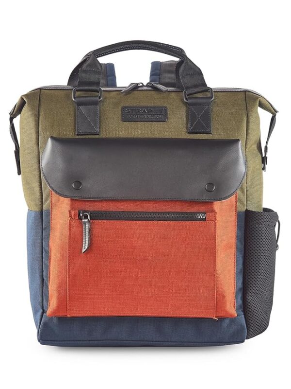 Unisex Genuine Leather Laptop Backpack With Reflective Strip | Multipockets Premium Travel Backpack