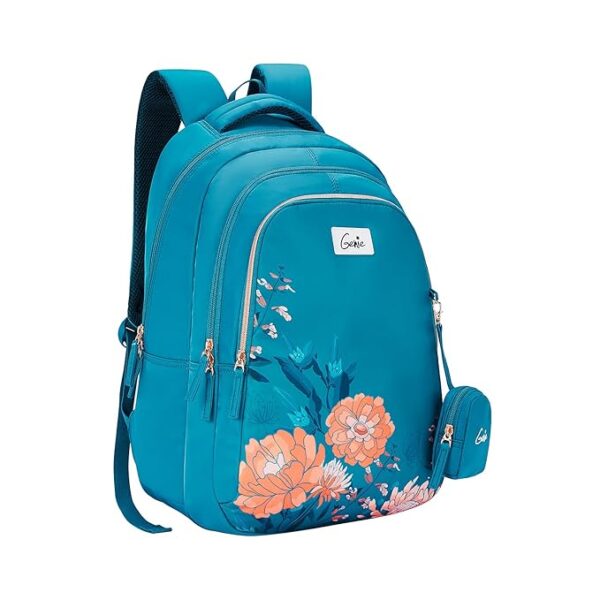 School Backpack for Girls |19 In-36 Ltr with Three Compartments, Side Pockets and Light Weight with Padded Shoulders |Best for Books,Stationery,Lunch Box & Essentials