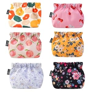 6pcs Small Pouches for Women, Mini Makeup Pouch, Cute Print Oxford Cloth Coin Purse Pocket Cosmetic Bag Travel Organizer for Lipstick Jewelry Earphones - Self-Closing