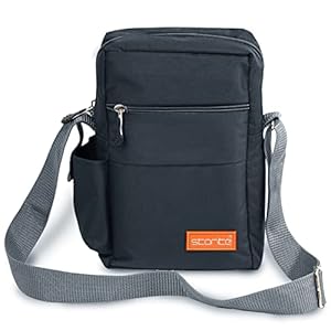 10 Inch Stylish Padded Mini Sling Bag for Men and Women, Small Passport Travel Bag and Small Sling Bag With Water Bottle Pocket (25 x 16 x 7.5cm, Dark Grey)