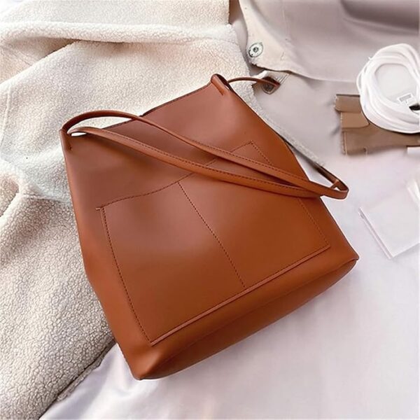 Womens bag PU Leather Handbags Purses Shoulder Crossbody Bags Ladies Tote Bag Crossbody Bags Bucket Tote Shoulder Bag,Brown
