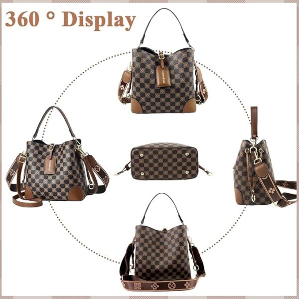 Cross Body Bag Purses For Women - Pu Leather Crossbody Bucket Bag With Two Adjustable Shoulder Strap, dark brown