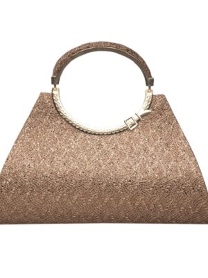 Women Girls Clutch Bag Purse Handbag Wedding Bridal-Brown