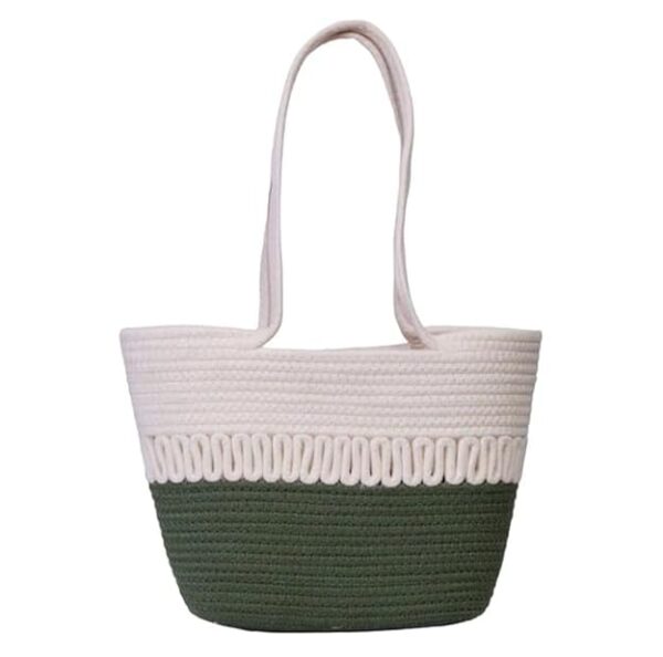 Attractive Hand Bag | large Tote Bag | Summer Bag | Bucket Bag | Basket Bag | Bamboo Tote | Beach Bags for Women | Boho Bag | Handbag | Jute Bag | Handmade Bag-White and black