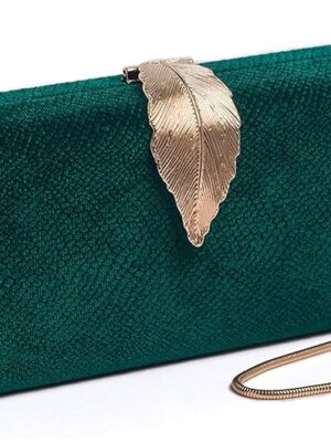 Clutch Bags for Women, Girls - Ladies Stylish Evening Party Hand Clutches - Wedding Bridal Purse - Crossbody Sling Bag with Chain Strap-Green
