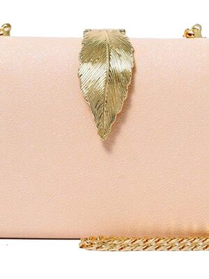 Women Evening Hand Clutch | Ladies Party Wedding Purse with Chain Strap-Pink