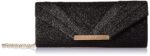 Women's Framed Foldover Clutch | Detachable Chain Sling Strap | Ladies Purse Wallet-Black