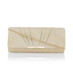Women's Framed Foldover Clutch | Detachable Chain Sling Strap | Ladies Purse Wallet-White