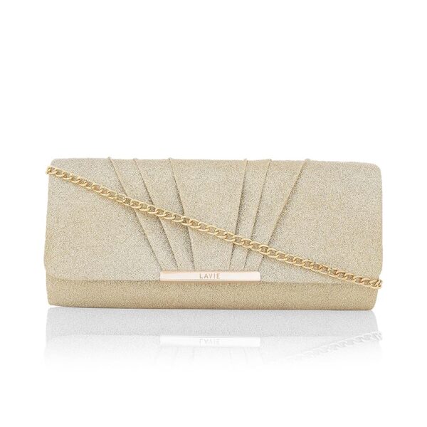 Women's Framed Foldover Clutch | Detachable Chain Sling Strap | Ladies Purse Wallet-White