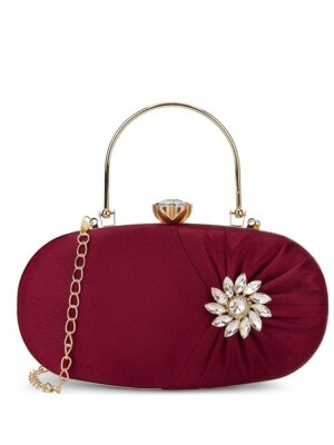 Women's Shaiz Oval Framed Clutch | Ladies purse | Gift For Girl, Women-Red