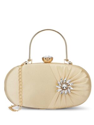 Women's Shaiz Oval Framed Clutch | Ladies purse | Gift For Girl, Women-Beige