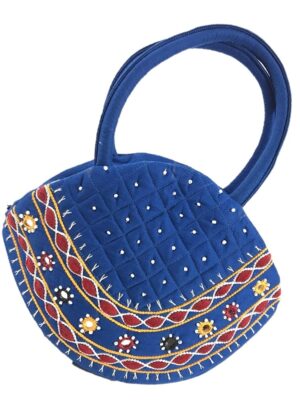 Handicrafts Hand held bags for Women Handbag MINI Handle Bag Banjara Traditional Hand Purse Cotton handmade bridal bags for wedding-Blue