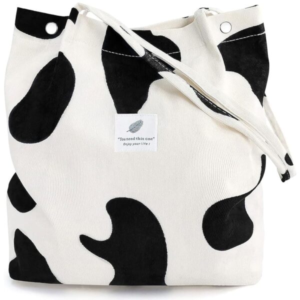 Canvas Corduroy Tote Bag Casual Work Shoulder Handbags | Multi-Purpose Bag |Sturdy Canvas Bag with Large Capacity | Shopping Bag