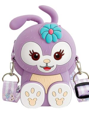Cute Sling Bag for Girls Kids - Mini Purse for Kids Girls with Adjustable Strap, Silicone Waterproof Purple Kids Cartoon Handbag, Ideal Purse for Kids Girls for Daily Use