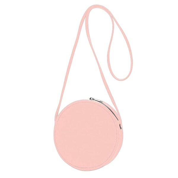 Women's Round Crossbody Handbags Mini Shoulder Bag Round Crossbody Wallet, Fashion Circle Crossbody Purse Clutch Handbag– Pink