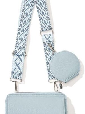 Womens Wallet with Mobile Cell Phone Holder Pocket Purse Wallet with Sling Adjustable Strap Shoulder Belt with Card Slots and Mini Coin Purse for Women (Aqua)